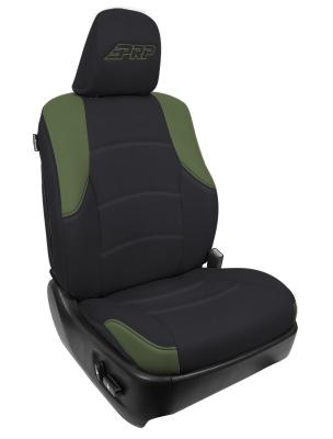 Front Seat Covers for 2011-Up Toyota 4Runner Pair Black and Olive Green PRP Seats