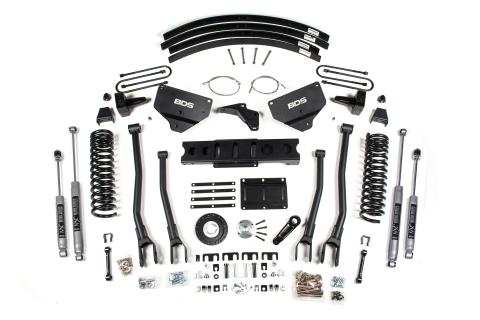 8 Inch Lift Kit w/ 4-Link Ram 3500 13-18 4WD Diesel Rear Lift Leaf Springs 6 Bolt Indexing Ring NX2 Nitro Shocks