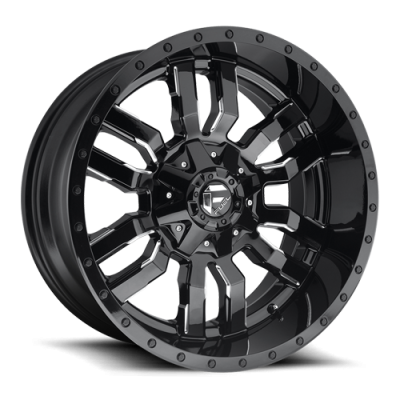 Aluminum Wheels 20X9 Sledge D595 5 On 114.3/5 On 127 Gloss Black/Milled 78.1 Bore 1 Offset Fuel Off Road Wheels