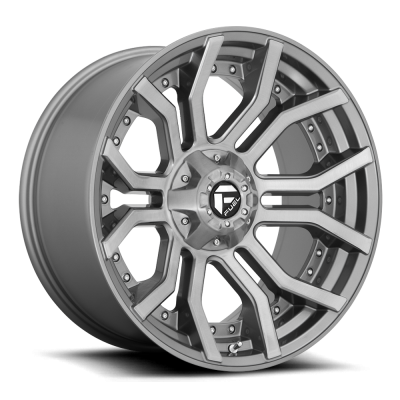 Aluminum Wheels 24X12 Rage Platinum D713 8 On 165.1 Brushed Gunmetal Gray Tinted Clear 125.2 Bore -44 Offset Fuel Off Road Wheels