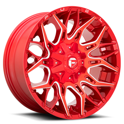 Aluminum Wheels 22X10 Twitch D771 8 On 165.1 Candy Red Milled 125.2 Bore -18 Offset Fuel Off Road Wheels