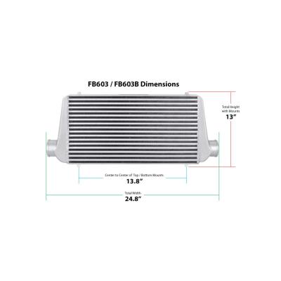 Air To Air Intercooler Universal Fit 17 3/4 Inch X 12 Inch X 3 Inch Core With 3 Inch Inlet/Outlet Black Frostbite Cooling