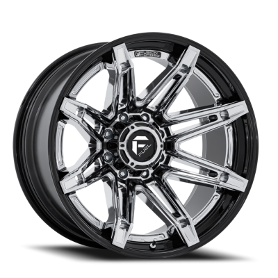 Aluminum Wheels 22X10 Brawl FC401PB 8 On 180 Chrome/Gloss Black Lip 124.2 Bore -18 Offset Fuel Off Road Wheels