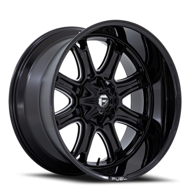 Aluminum Wheels 22X10 Darkstar FC853BE 5 On 139.7/5 On 150 Gloss Black/Milled 110.1 Bore -18 Offset Fuel Off Road Wheels