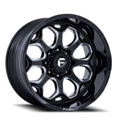 Aluminum Wheels 20X9 Scepter FC862 BE 8 On 180 Gloss Black Milled 124.2 Bore 1 Offset Fuel Off Road Wheels