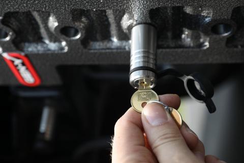 3 Pack Mixed (2) 5/8 Inch x 3-5/8 Inch Span Hitch Locks & (1) 5/8 Inch x 3-1/8 Inch Span 2.5 Inch Receiver Lock Fitment: Mega Duty 21K Gen Y Hitch