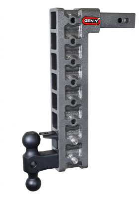 Mega Duty 2 Inch Shank 17.5 Inch Drop 1.5K TW 10K Hitch & GH-031 Dual-Ball & GH-032 Pintle Lock & GH-0100 Stabilizer Kit Gen Y Hitch