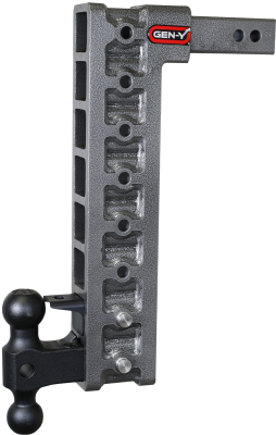 Mega Duty 2 Inch Shank 17.5 Inch Drop 2K TW 16K Hitch & GH-051 Dual-Ball & GH-032 Pintle Lock & GH-0100 Stabilizer Kit Gen Y Hitch