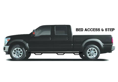 Podium Step LG Wheel-to-Wheel with Bed Access (3 Steps per Side) 3 Inch Main Tube Diameter 2017-2019 Chevy Silverado/GMC Sierra 2500 HD/3500 HD 6 Foot 6 Inch Bed Crew Cab Textured Black NFab