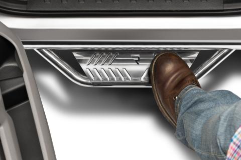 Podium Step SS Cab Length (2 Steps per Side) 3 Inch Main Tube Diameter 2015-2025 Ford F-150 -2017-2025 F-250/F-350/F-450, 2017-2025 Raptor SuperCrew Polished Stainless NFab