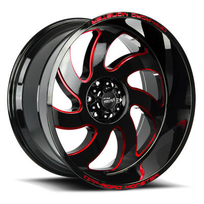 Aluminum Wheels 20x10 M07 GBMLR Series Gloss Black/Candy Red 6 On 139.7 Bolt Pattern -19 Offset Off Road Monster