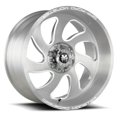 Aluminum Wheels 24x12 M07 BFS Series Brushed Face Silver 6 On 139.7 Bolt Pattern -44 Offset Off Road Monster