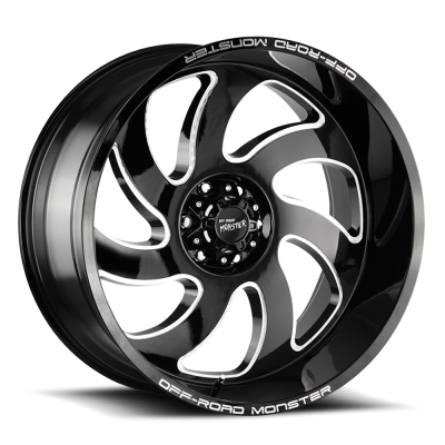 Aluminum Wheels 24x12 M07 GBML Series Milled Gloss Black 8 On 165.1 Bolt Pattern -44 Offset Off Road Monster
