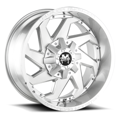 Aluminum Wheels 20x10 M09 BFS Series Brushed Face Silver 8 On 165.1 Bolt Pattern -12 Offset Off Road Monster