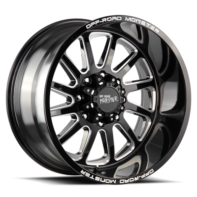 Aluminum Wheels 20x10 M17 GBML Series Milled Gloss Black 8 On 165.1 Bolt Pattern -19 Offset Off Road Monster