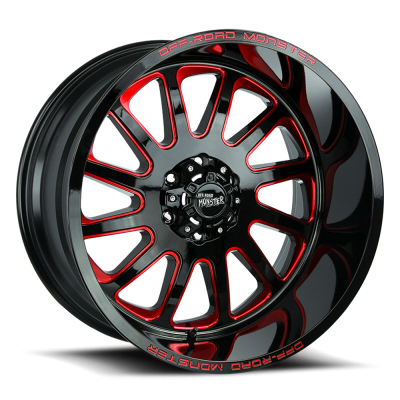 Aluminum Wheels 20x10 M17 GBMLR Series Gloss Black/Candy Red 8 On 165.1 Bolt Pattern -19 Offset Off Road Monster