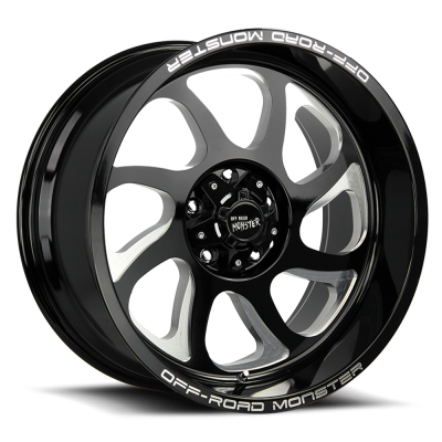 Aluminum Wheels 20x10 M22 GBML Series Milled Gloss Black 8 On 165.1 Bolt Pattern -19 Offset Off Road Monster