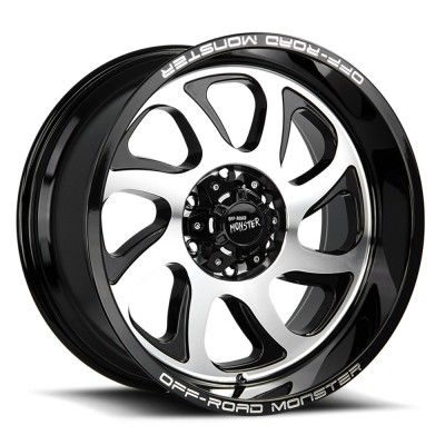 Aluminum Wheels 22x12 M22 GBM Series Machined Gloss Black 8 On 165.1 Bolt Pattern -44 Offset Off Road Monster