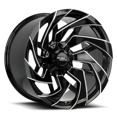 Aluminum Wheels 22x12 M24 GBML Series Milled Gloss Black 8 On 165.1/8 On 170 Bolt Pattern -44 Offset Off Road Monster
