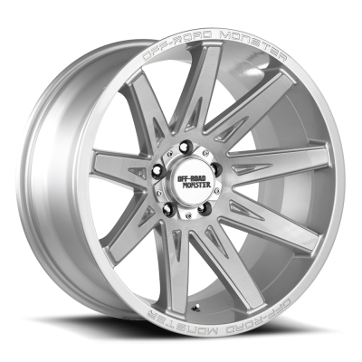 Aluminum Wheels 20x10 M25 BFS Series Brushed Face Silver 6 On 139.7 Bolt Pattern -19 Offset Off Road Monster