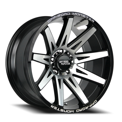 Aluminum Wheels 20x10 M25 GBM Series Machined Gloss Black 6 On 139.7 Bolt Pattern -19 Offset Off Road Monster
