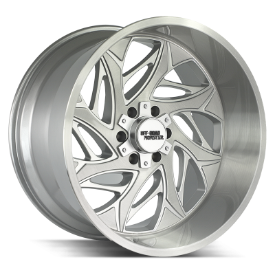 Aluminum Wheels 22x12 M28 BFS Series Brushed Face Silver 8 On 180 Bolt Pattern -44 Offset Off Road Monster