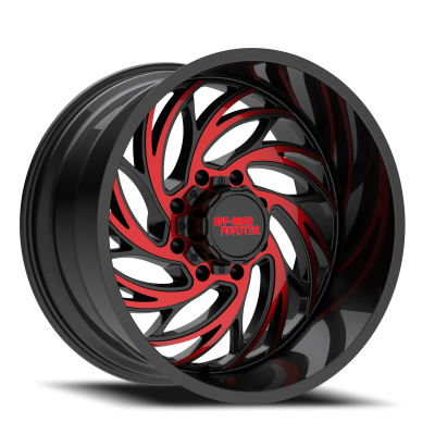 Aluminum Wheels 22x12 M29 GBMLR Series Gloss Black/Candy Red 8 On 180 Bolt Pattern -44 Offset Off Road Monster