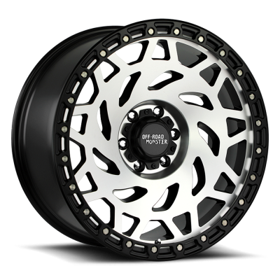 Aluminum Wheels 20x9.5 M50 GBMBR Series Machined Gloss Black/Black Ring 6 On 139.7 Bolt Pattern -12 Offset Off Road Monster