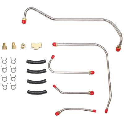 Pump to Carburetor Fuel Line For 64-68 Mopar B-Body Hemi X Ram w/ Dual Holleys Front 5 Line Kit Steel Fine Lines