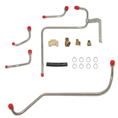 Pump to Carburetor Fuel Line For 67 Mopar B-Body 426 Hemi Dual Carbs 5 Line Kit Tee Steel Fine Lines