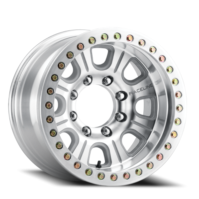 Aluminum Wheels 17x9.5 Monster Beadlock RT233 Machined Silver -32 Offset 8 on 170 Bolt Pattern 131 Bore Raceline