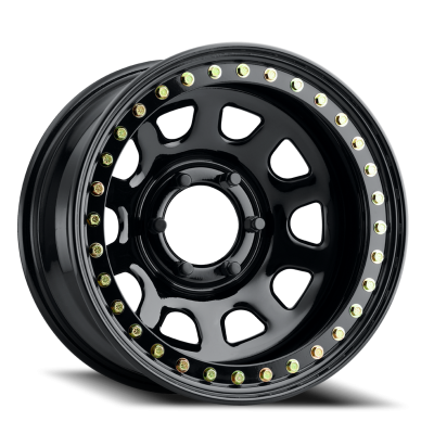Aluminum Wheels 15x10 Black Daytona RT51 Gloss Black Beadlock -44 Offset 6 on 139.7 Bolt Pattern 107.95 Bore Raceline