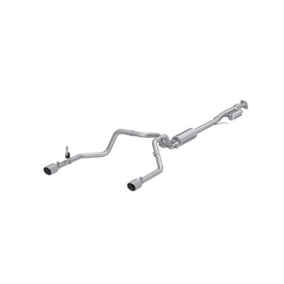 2019-up Silverado/Sierra 1500 2.7L Armor Lite Aluminized Steel 3 Inch Cat-Back, 2.5 Inch Dual Split Rear Exit MBRP