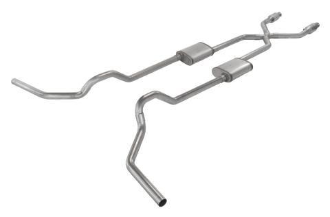1975-1987 GM C-15 Truck 2.5 Inch Crossmember Back With X-Pipe Exhaust System Includes Catalytic Converters 409 Stainless Race Pro Mufflers Pypes Performance Exhaust