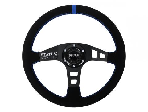 Flat Suede Steering Wheel 13 Inch Diameter Blue PRP Seats