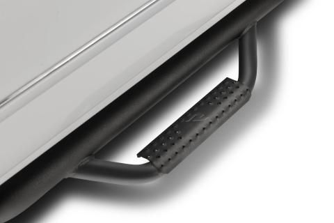 Nerf Step Bar Wheel-to-Wheel without Bed Access (2 Steps per Side) 3 Inch Main Tube Diameter 2016-2023 Toyota Tacoma 6 Foot Bed Double Cab Textured Black NFab