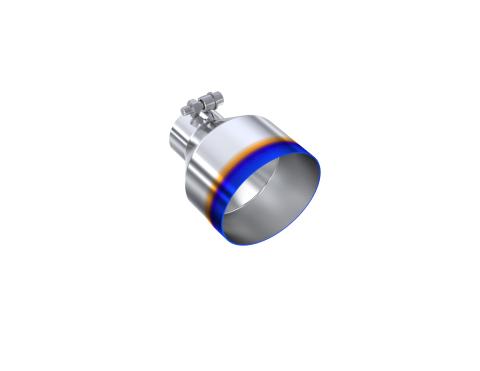 Exhaust Tip 2.5 Inch ID 5 Inch OD Out 6.5 Inch Length Angle Cut Single Wall Burnt and Stainless Steel MBRP