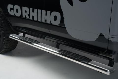5 Inch 1000 Series Side Steps with Mounting Brackets Kit Polished Stainless Steel 2015-2018 Ram 1500 Go Rhino