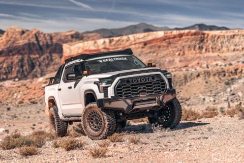 Element Front Bumper W/Power Actuated Hide Away Light Bar Mount Textured Black 2022-2026 Toyota Tundra Go Rhino