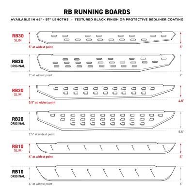 RB10 Slim Line Running Boards With Mounting Brackets Protective Bedliner Coating 2014-2018 Silverado/Sierra 1500/2500 HD Go Rhino