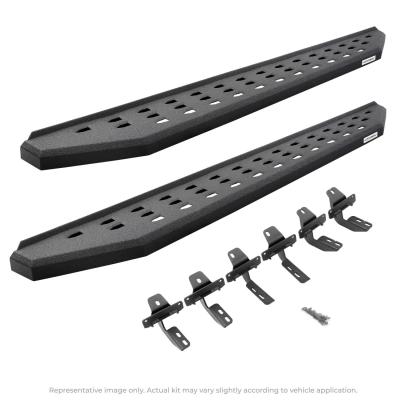RB20 Running Boards With Mounting Brackets Protective Bedliner Coating 2015-2018 Silverado/Sierra 2500 HD/3500 HD Extended Cab Gas Go Rhino