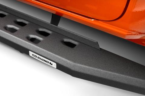 RB10 Slim Line Running Boards With Mounting Brackets Angled Textured Black 2019-2026 Ram 1500 Crew Cab Go Rhino