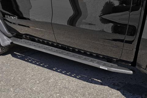 RB10 Slim Line Running Boards With Mounting Brackets Angled Protective Bedliner Coating 2019-2026 Ram 1500 Go Rhino