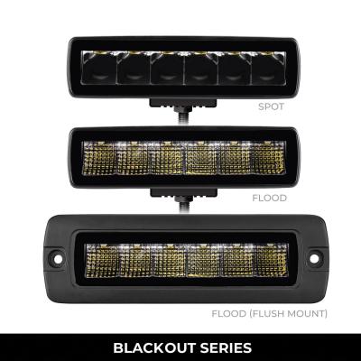 Go Rhino Blackout Series Lights Pair of Sixline LED Flood Light Kit Black Go Rhino