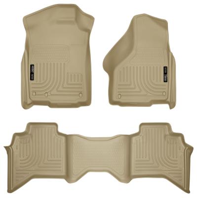 Weatherbeater Front &amp; 2nd Seat Floor Liners For 2002-2009 Ram 1500/2500/3500 Tan Husky Liners