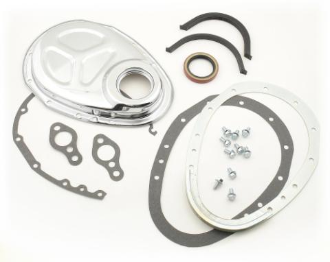 2 Piece Quick Change Timing Cover Chrome Fits 1955-1991 Small Block Chevrolet 265-400 except Corvette and 1980-1995 90 Degree 229-262 V6 Mr Gasket