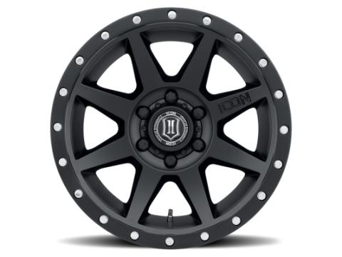 Rebound 17 X 8.5 / 6 X 5.5 / 25MM / 5.75 Inch Back Space Satin Black, ICON Alloys