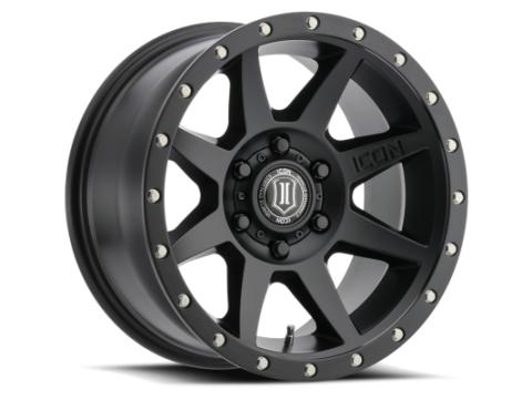 Rebound 18 X 9 / 6 X 5.5 Inch / 0MM / 5 Inch Back Space Satin Black, ICON Alloys