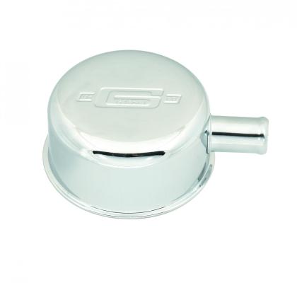 Valve Cover Breather with Logo Push-on style with breather tube chrome Mr Gasket