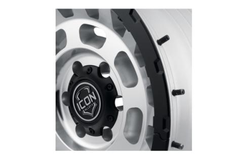 Hammer Pro 17 X 8.5 / 6 X 5.5 0MM Offset 4.75 Inch Back Space Silver Machined W/ Black Ring, ICON Alloys